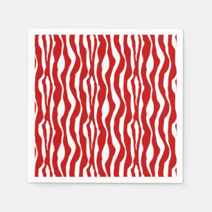 Servilleta De Papel Rayas cebra - Blanco y rojo profundo