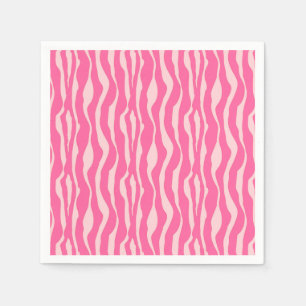 Servilleta De Papel Rayas cebra - Fuchsia y rosa claro