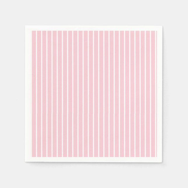 Servilleta De Papel Rayas Clásicas Blanco - Rosa (Anverso)