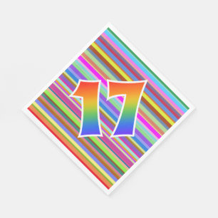 Servilleta De Papel Rayas coloridas + Acontecimiento "17" del patrón 