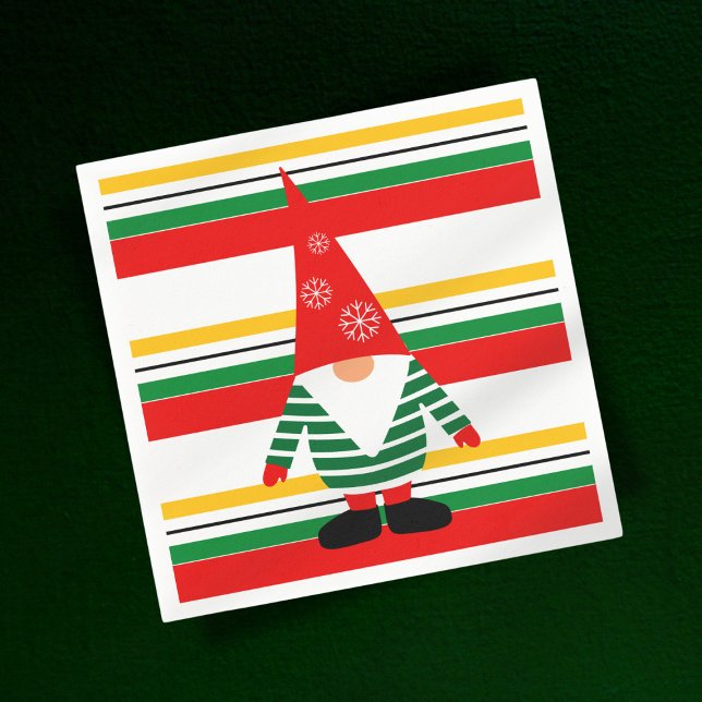 Servilleta De Papel Rayas coloridas con Navidades de Gnome (Subido por el creador)