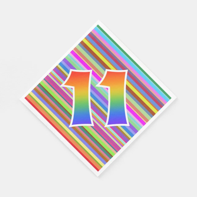 Servilleta De Papel Rayas coloridas + Modelo Arcoiris "11" Evento # (Esquina)