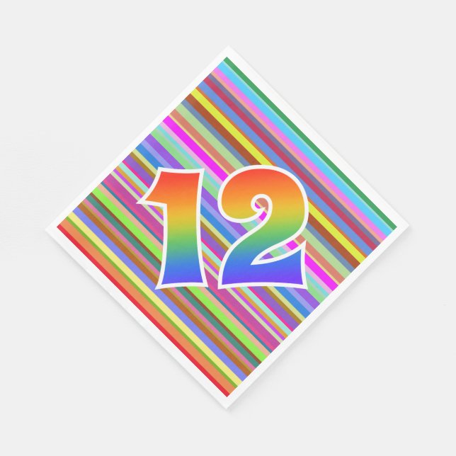 Servilleta De Papel Rayas coloridas + Modelo Arcoiris "12" Evento # (Esquina)