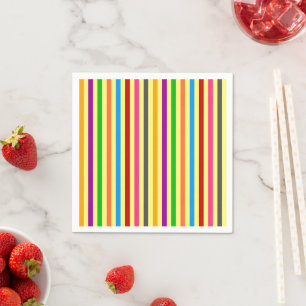 Servilleta De Papel Rayas Coloridas Sobre Diseño De Patrón Amarillo