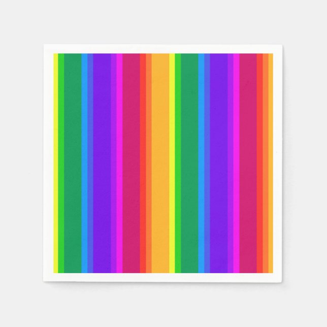 Servilleta De Papel Rayas de arco iris irregulares (Anverso)