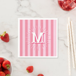 Servilleta De Papel Rayas de Cabaña en Rosa Personalizadas