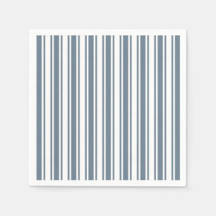 Servilleta De Papel Rayas de caramelo azul-gris y blanco