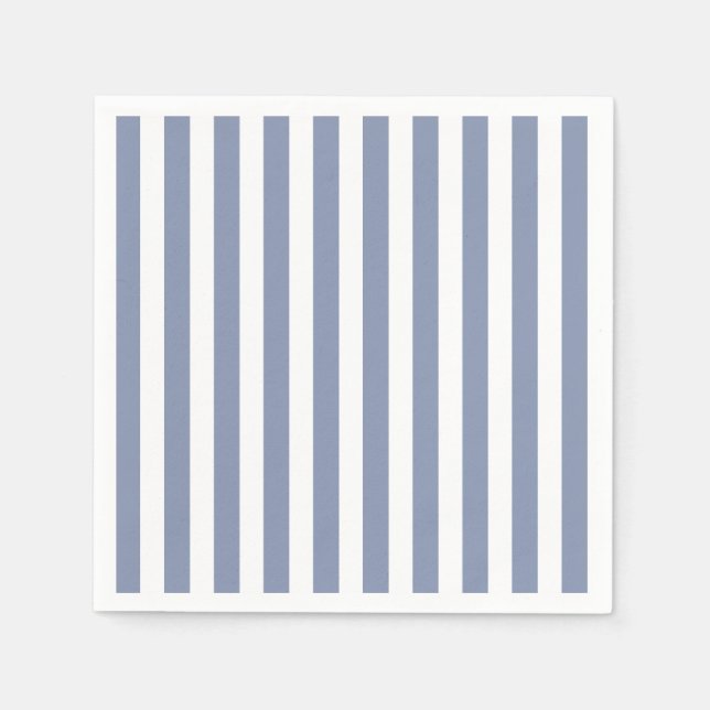 Servilleta De Papel Rayas de caramelo azul gris y blanco (Anverso)