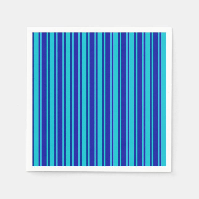 Servilleta De Papel Rayas de caramelo azul turquesa (Anverso)