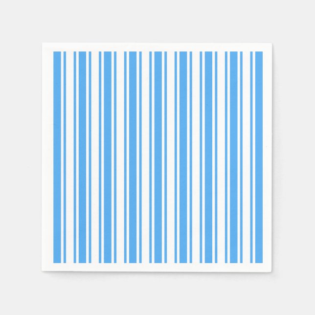 Servilleta De Papel Rayas de caramelo azul y blanco (Anverso)