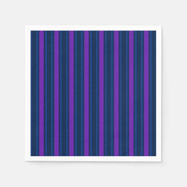Servilleta De Papel Rayas de caramelo azul y violeta (Anverso)