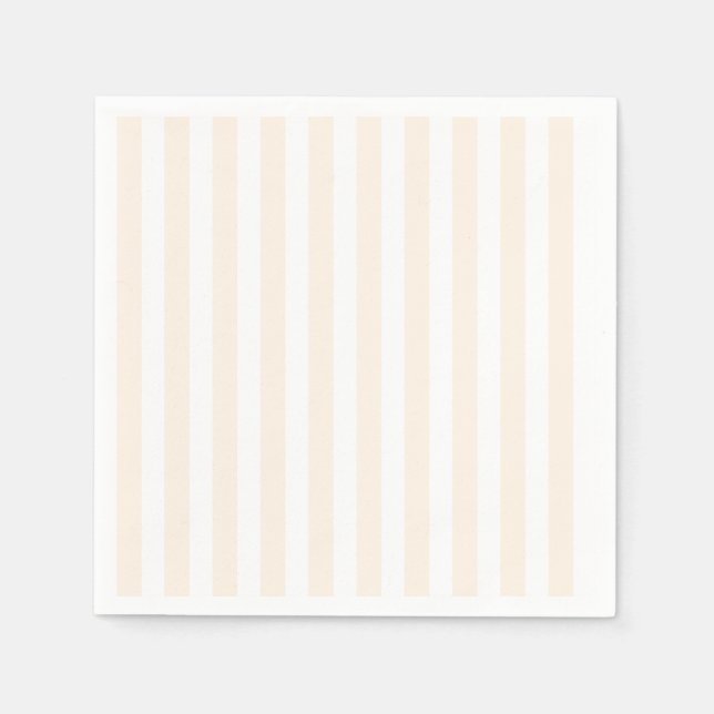 Servilleta De Papel Rayas de caramelo beige y blanco (Anverso)