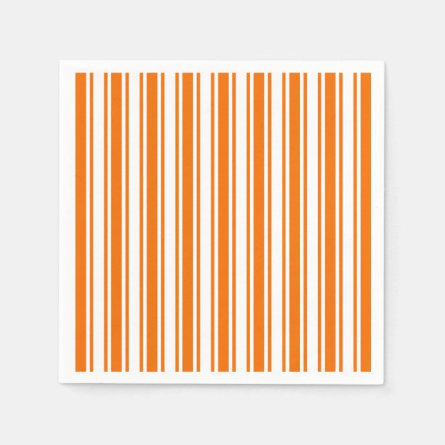 Servilleta De Papel rayas de caramelo blanco y naranja (Anverso)