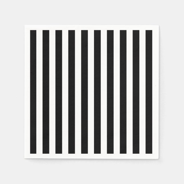 Servilleta De Papel Rayas de caramelo blanco y negro (Anverso)