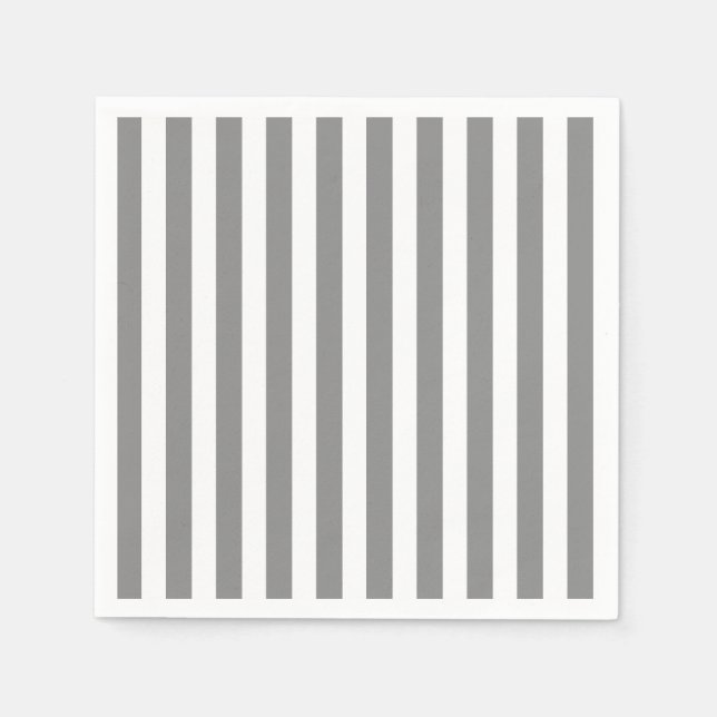 Servilleta De Papel Rayas de caramelo gris y blanco (Anverso)