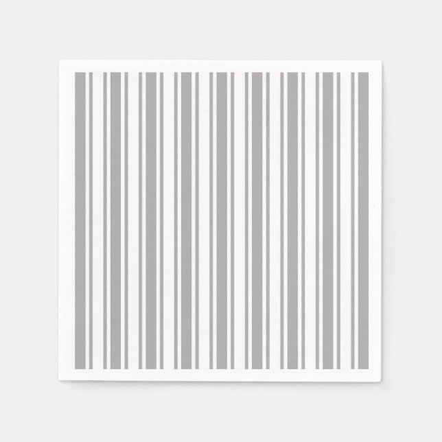 Servilleta De Papel Rayas de caramelo gris y blanco (Anverso)