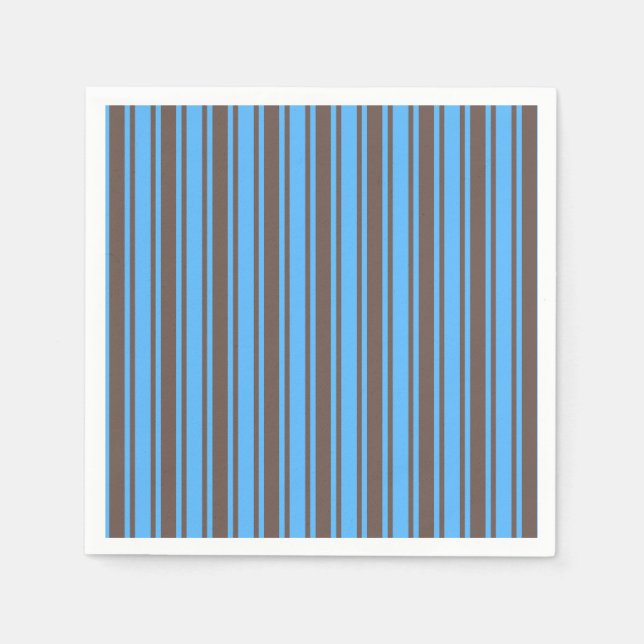 Servilleta De Papel Rayas de caramelo marrón y azul (Anverso)