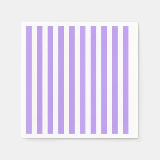 Servilleta De Papel Rayas de caramelo morado y blanco (Anverso)