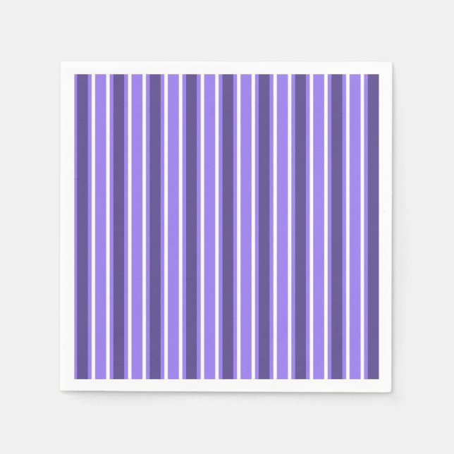 Servilleta De Papel Rayas de caramelo morado y blanco (Anverso)
