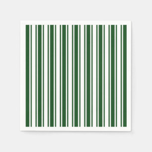 Servilleta De Papel Rayas de caramelo verde oscuro y blanco