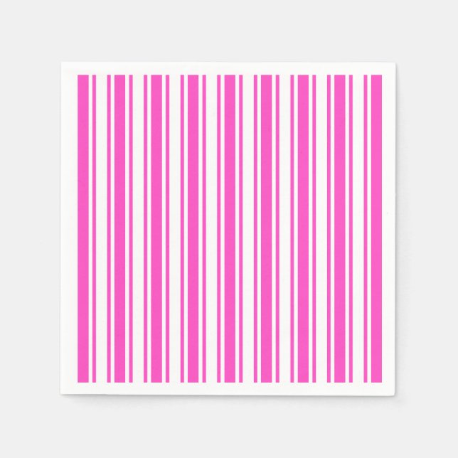 Servilleta De Papel Rayas de caramelos rosadas y blancas calientes (Anverso)