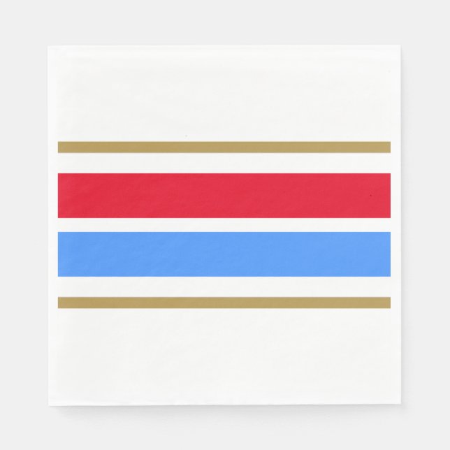 Servilleta De Papel Rayas de Carreras azul blanco rojo brillante gemel (Anverso)
