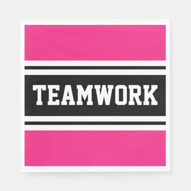 Servilleta De Papel Rayas de Carreras blanca rosa rosada brillante en  (Anverso)