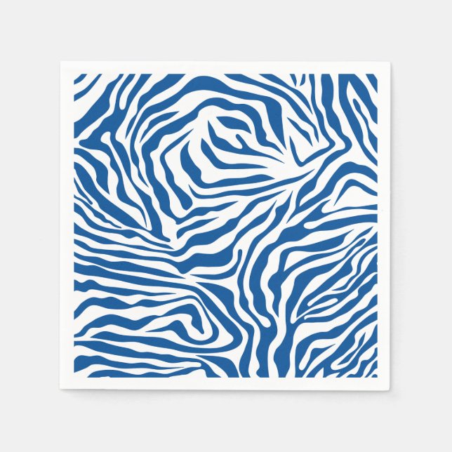 Servilleta De Papel Rayas De Cebra Azul Y Blanco Impresión De Animal S (Anverso)