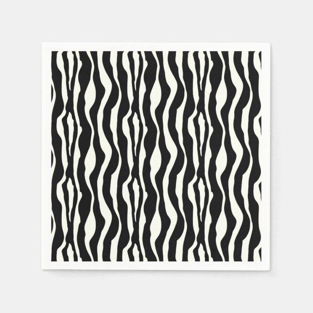 Servilleta De Papel Rayas de cebra - Blanco y Negro (Anverso)