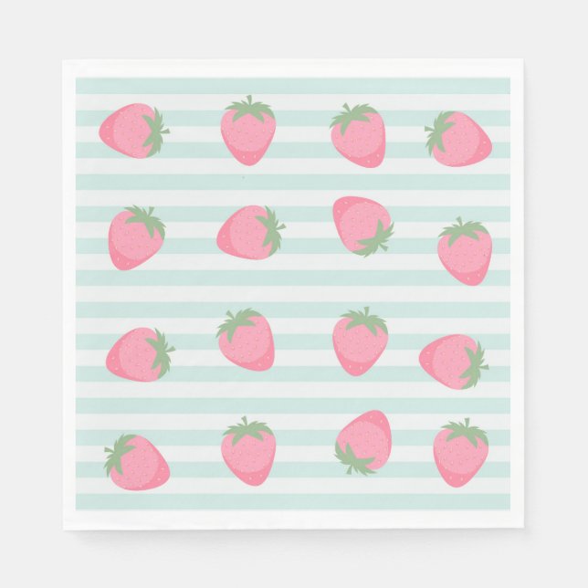 Servilleta De Papel Rayas de fresa rosa (Anverso)