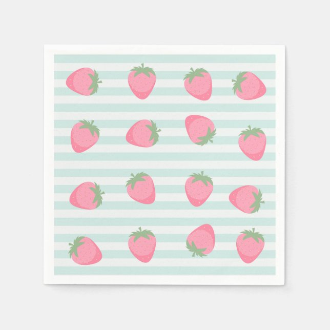 Servilleta De Papel Rayas de fresa rosa (Anverso)