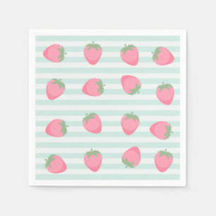 Servilleta De Papel Rayas de Fresa Rosadas