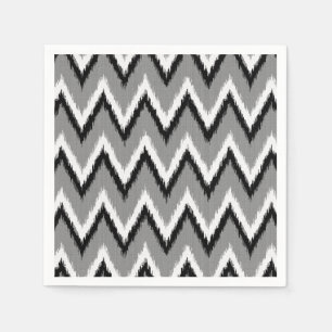Servilleta De Papel Rayas de Ikat Chevron - grises/gris, negro y
