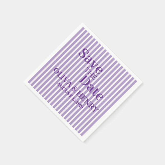 SERVILLETA DE PAPEL RAYAS DE LILAC SCRIPT ELEGANTE SIMPLE GUARDAR LA F (Borde)