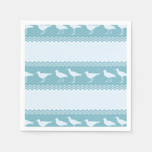 Servilleta De Papel Rayas de pájaro de arena azul costero