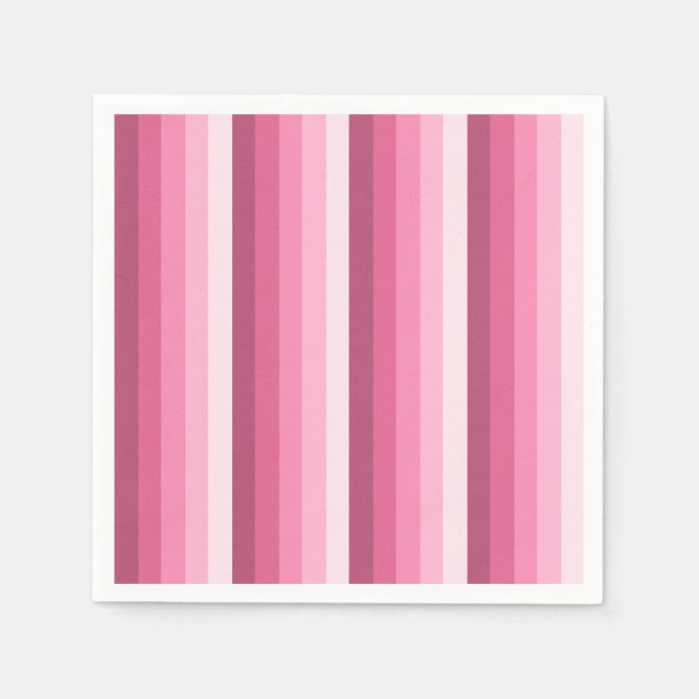 Servilleta De Papel Rayas de sombra rosadas (Anverso)