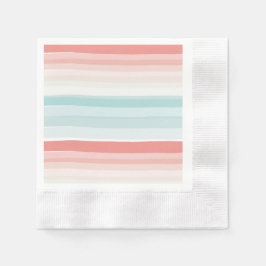 Servilleta De Papel Rayas de verano en coral y turquesa