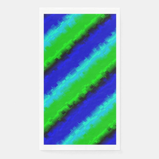 Servilleta De Papel Rayas de vidrio roto azul verdoso (Anverso)