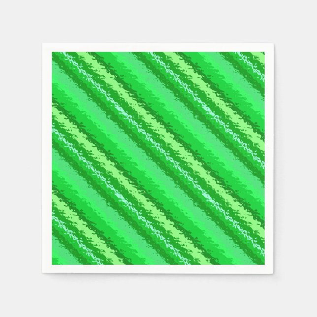 Servilleta De Papel Rayas de vidrio - tonos verde esmeralda (Anverso)