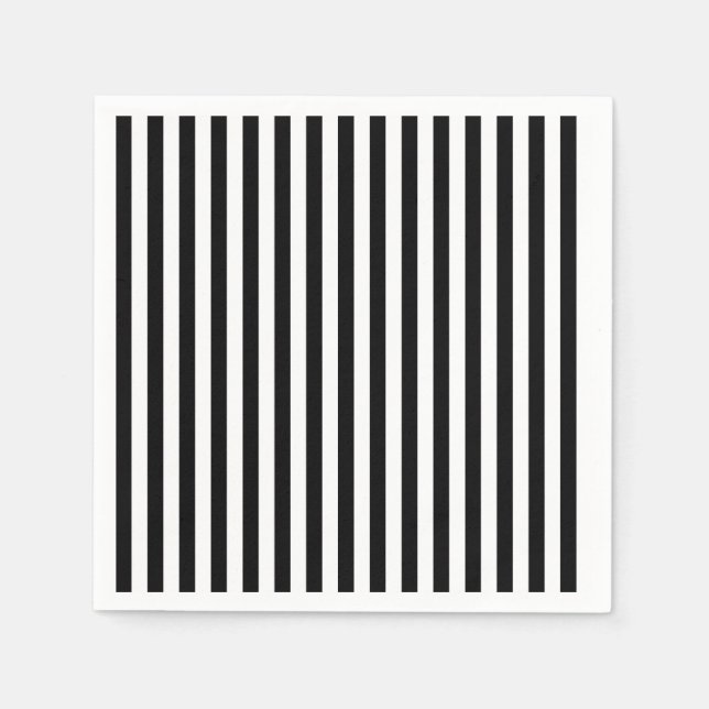 Servilleta De Papel Rayas delgadas - Blanco y negro (Anverso)
