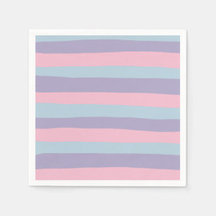 Servilleta De Papel Rayas Desiguales en Azul, Rosa y Lila