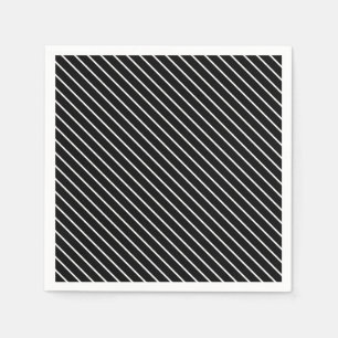 Servilleta De Papel Rayas diagonales - negro y blanco
