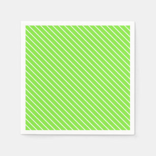 Servilleta De Papel Rayas diagonales - verde lima y blanco