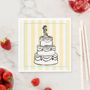 Servilleta De Papel Rayas Elegantes Amarillas Caprichosas Preppy Paste