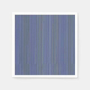 Servilleta De Papel Rayas Elegantes Blanco - Azul Marino