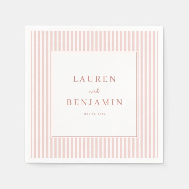 Servilleta De Papel Rayas Elegantes Rosadas (Anverso)