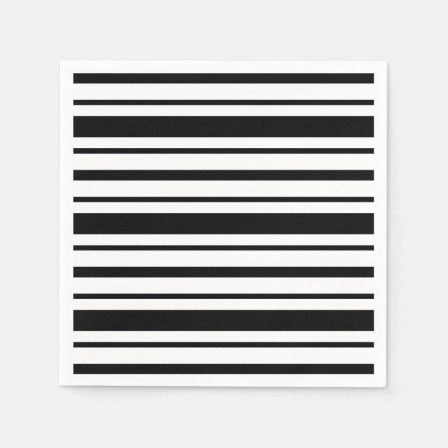 Servilleta De Papel Rayas en blanco y negro (Anverso)