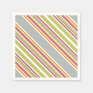 Servilleta De Papel Rayas gris verde naranja rosa