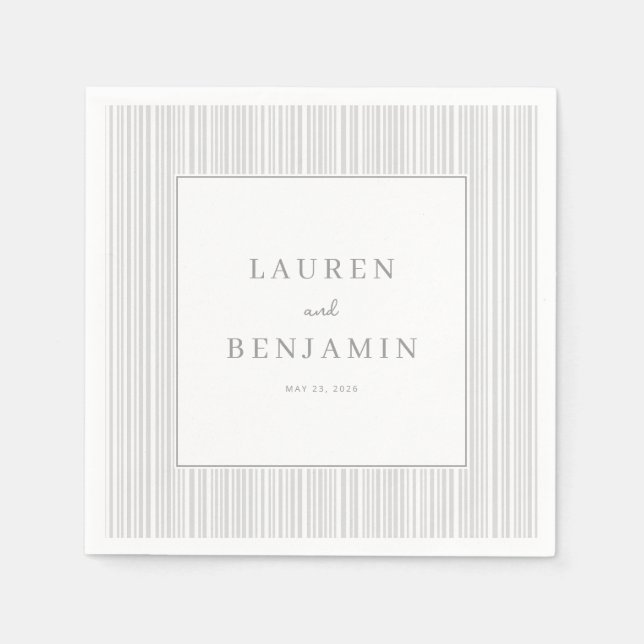 Servilleta De Papel Rayas Grises Elegantes (Anverso)