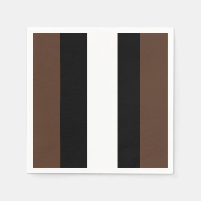 Servilleta De Papel Rayas marrones, negras y blancas (Anverso)